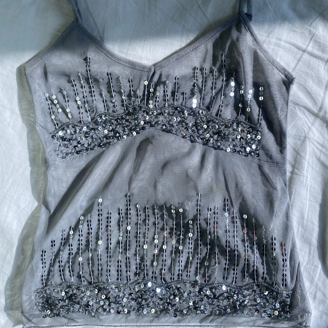 Grå paljett top