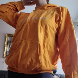 Inköpt mellan år 2000-2010. Vintage Champion hoodie i intensivt orange färg med orange tryckt logga framtill 🧡 Passar de flesta pga oversize. Fint skick men har två små hål som jag lagar ordentligt innan den skickas. Svarar på alla frågor.