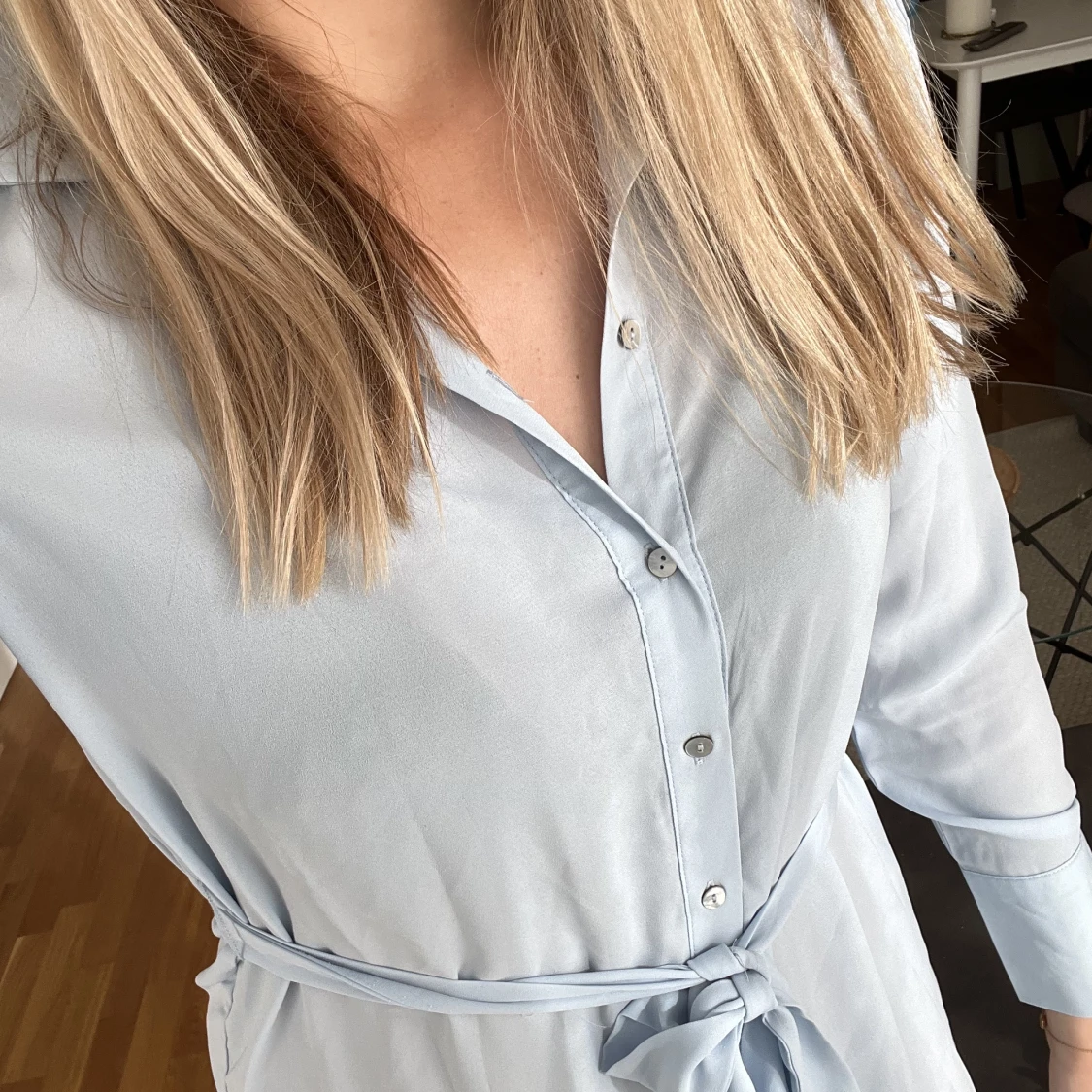 Ljusblå skjortklänning - 90