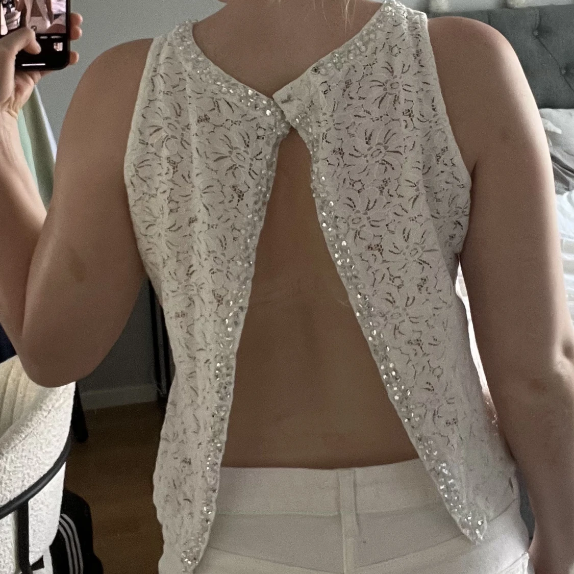 Vit Spets Topp strl S - 90