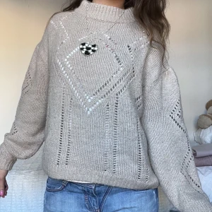 Stickad tröja!  - Jättefin ljusrosa stickad tröja!