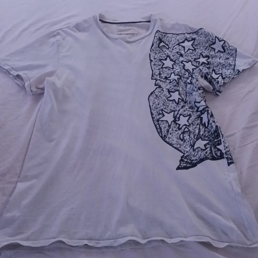 En unik vintage Levi's t-shirt med stjärnor på fram ich baksida och text på rygge, i fint skick förutom ett hål i kragen (se bild 3) . T-shirts.