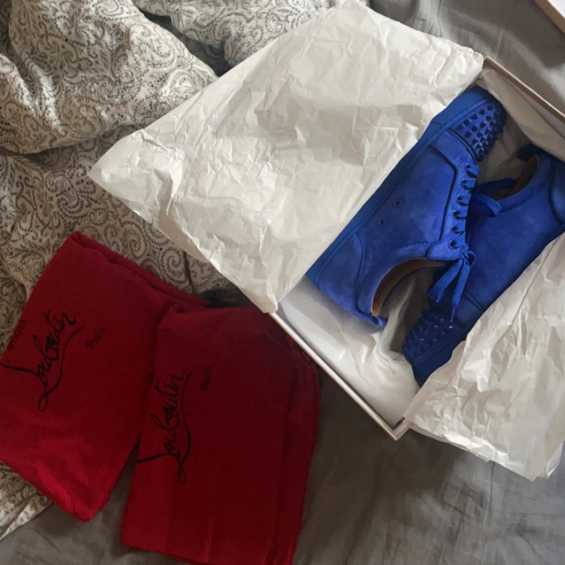 Christian Louboutin Louis Junior Spike Low (Blue) - 90