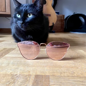 Solglasögon - Rosa solglasögon från Quay Australia. Reflekterande/speglande glas, dvs man ser inte ögonen igenom och kan därmed uppnå maximal anonymitet. Använda men gott skick. Kan tyvärr inte skicka med originalfodralet. Finns ej att få tag på från Quay längre. 