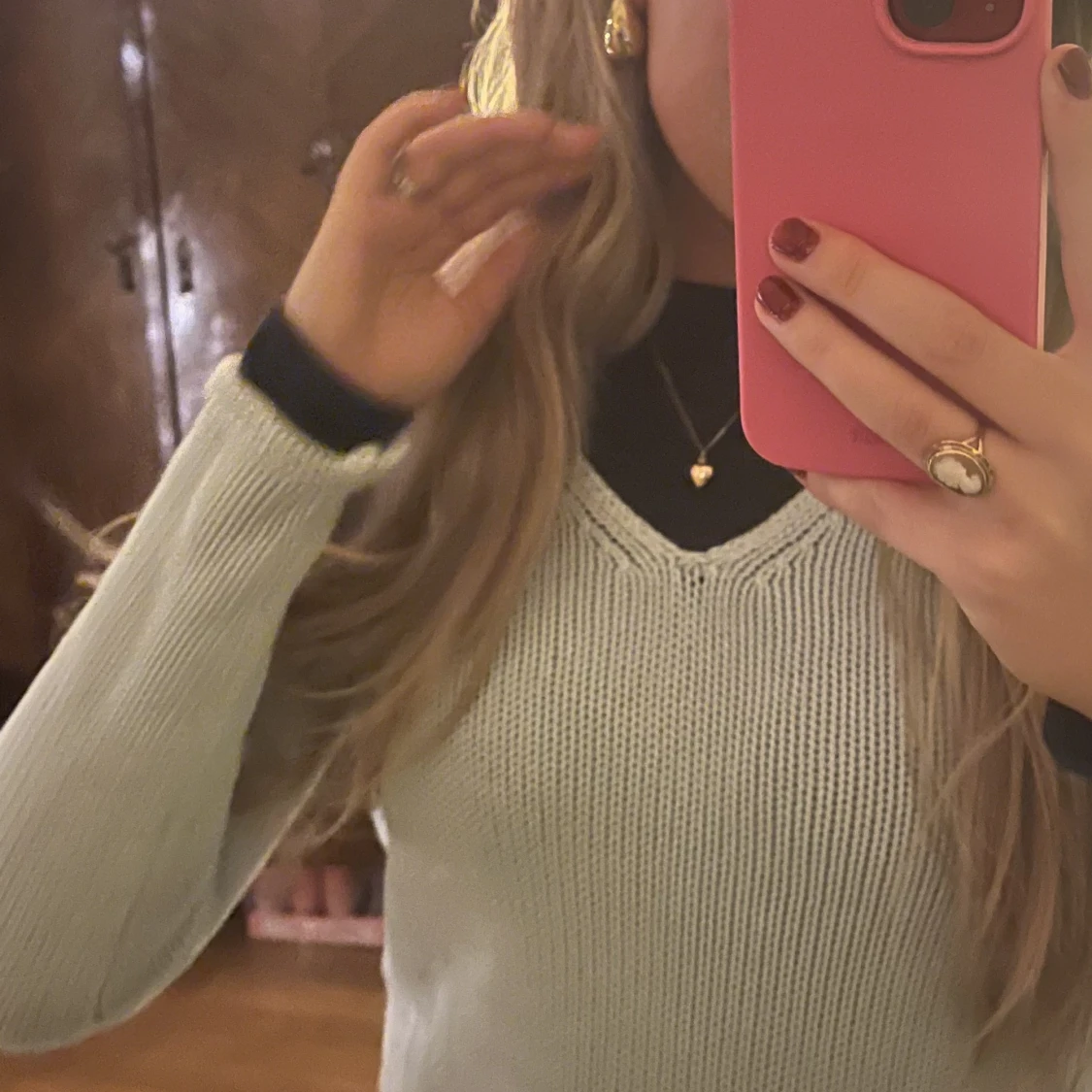 V-ringad stickad tröja - 91