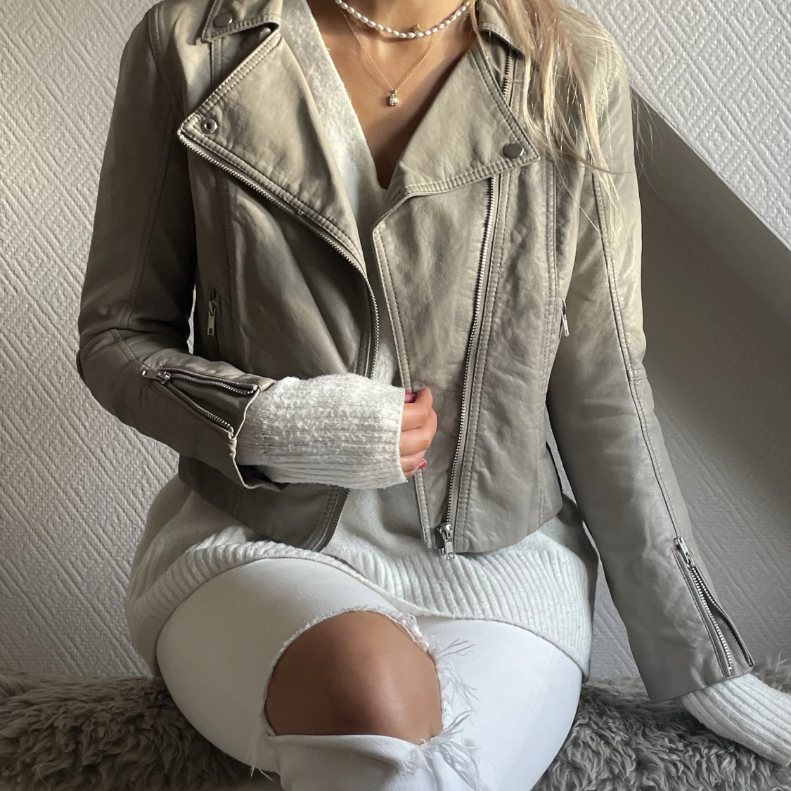 Beige skinnjacka - 90