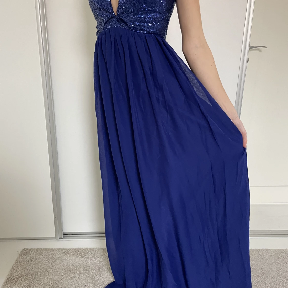 Blå balklänning paljett  - 91