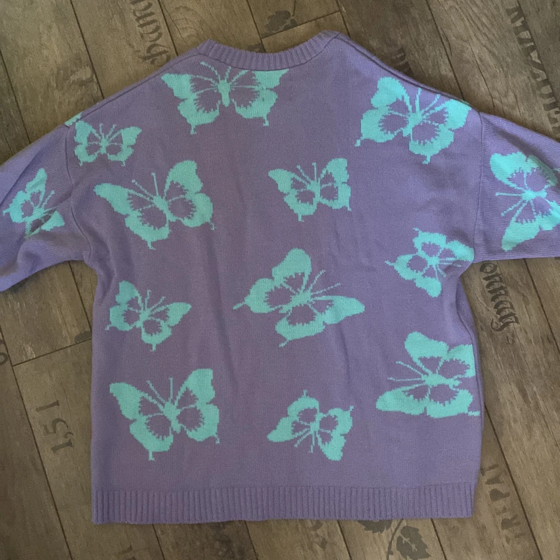 Lila stickad mönstrad tröja  - 91