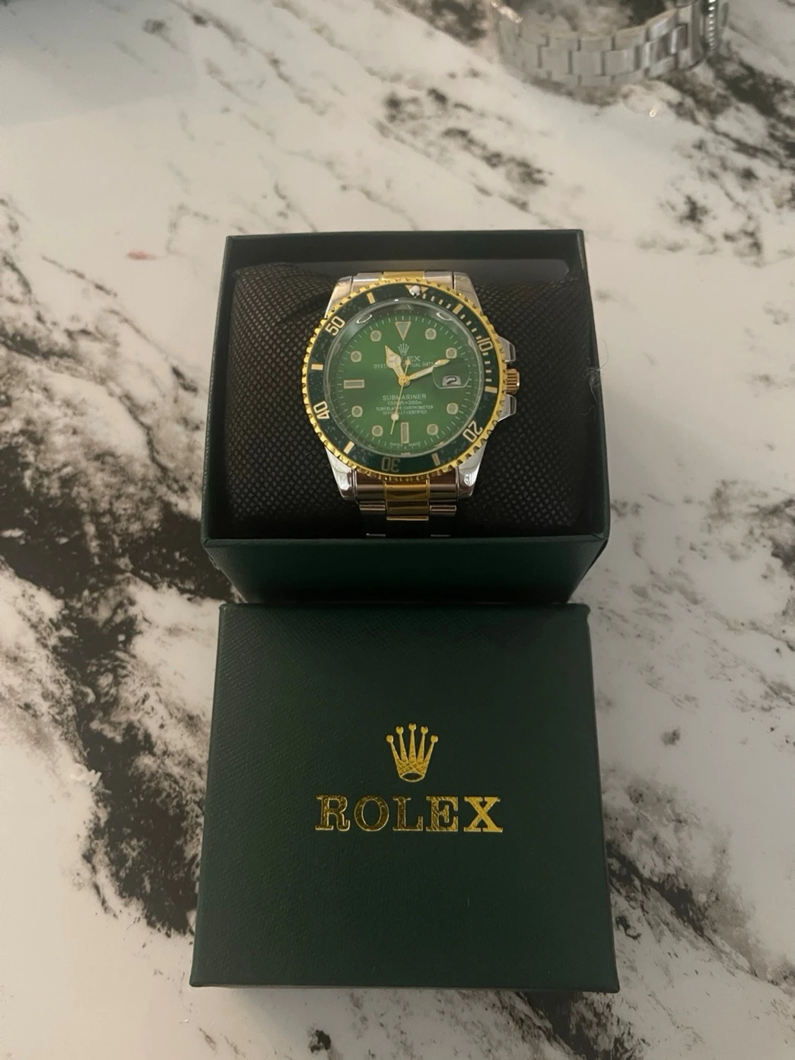 Rolx Submariner grön/guld klocka