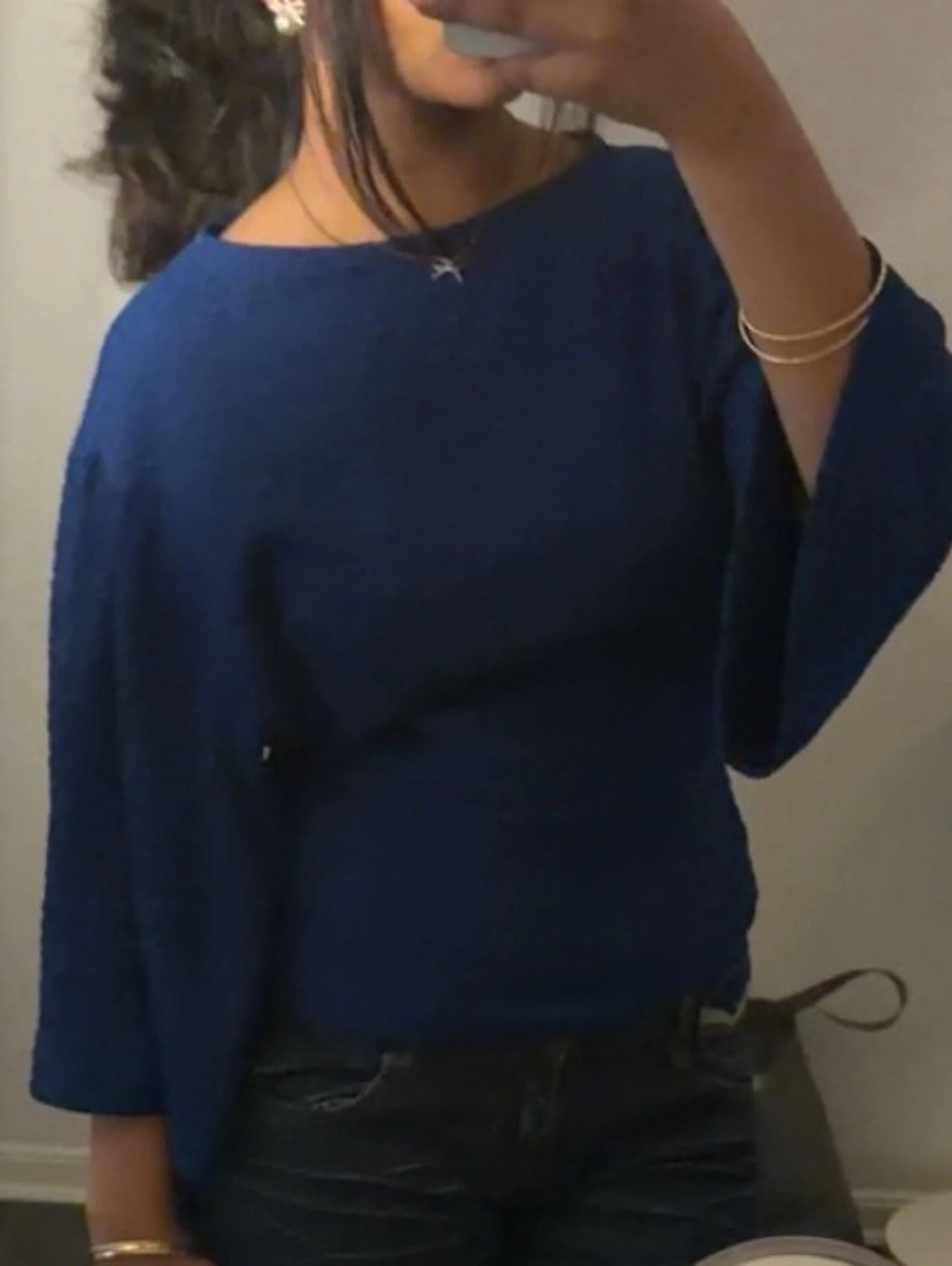 Blå topp med vida ärmar - 1