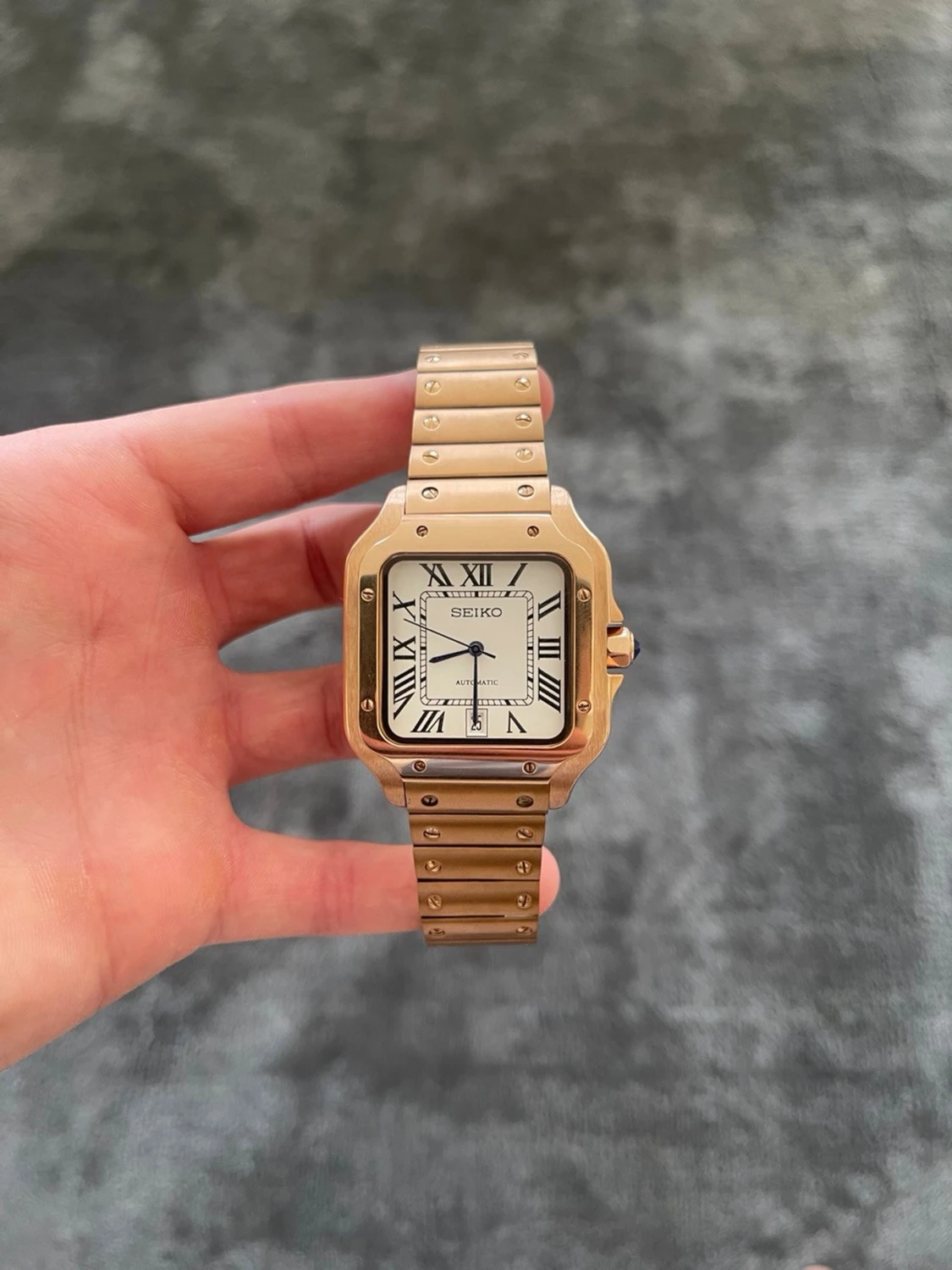 Seiko Mod Santos – Rose Gold (Vit Tavla)
