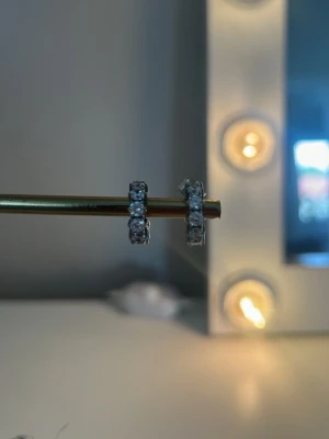 Örhängen från edblad - Säljer ett par små silvriga hoops med gnistrande stenar runt hela örhänget. De säljs inte längre på Edblad.