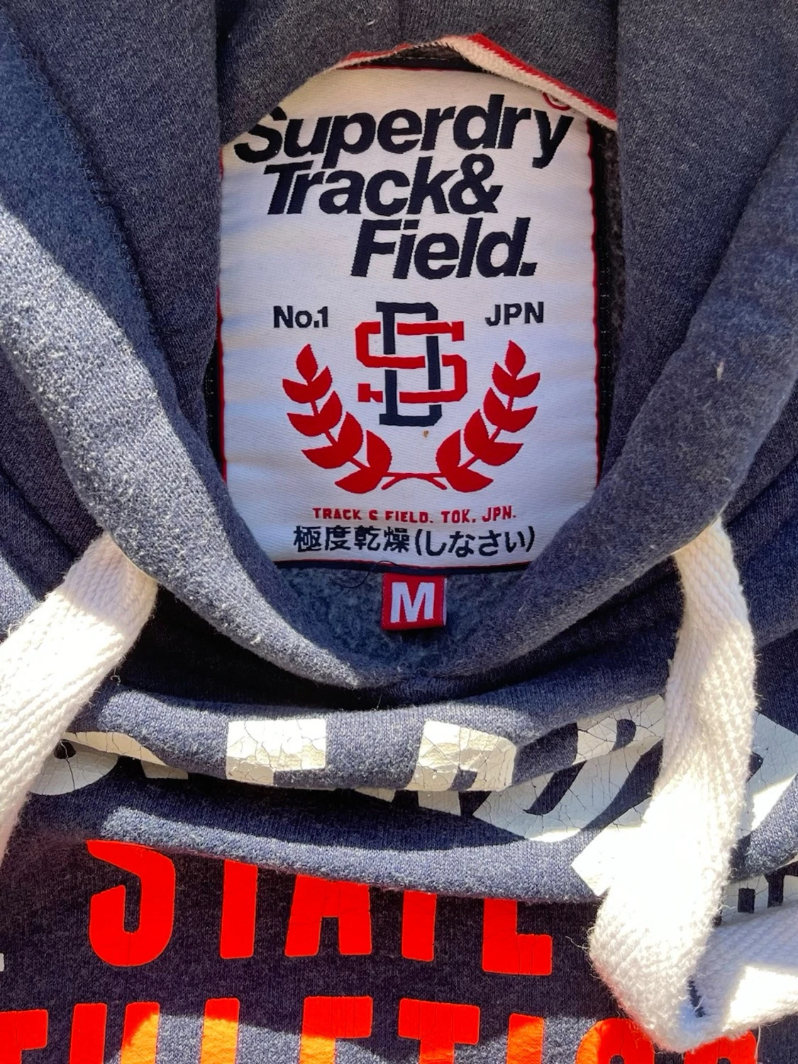 Mörkblå Superdry hoodie med tryck - 2