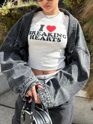 Cropped Black Acid Wash Denim Jacket - Croppad mörkgrå jeansjacka 