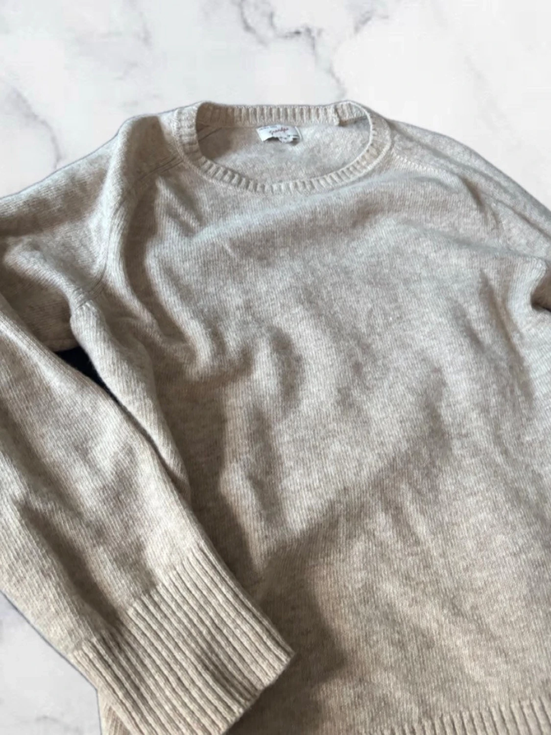 Beige Grandpa stickad tröja  - 1