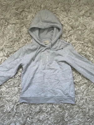 Ljusgrå hoodie från GANT - Snygg ljusgrå hoodie från GANT med broderad logga och texten 'American Sportswear' på bröstet. Hoodien har dragsko i huvan och ribbade muddar vid ärmar och nederkant. 