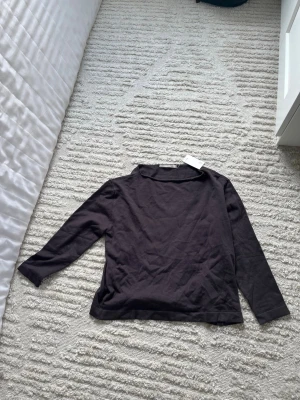 Mörkgrå långärmad topp 157 - En enkel och stilren mörkgrå långärmad topp från 157. Toppen har en rak passform och mjukt material som känns skönt mot huden. Perfekt att matcha med jeans eller kjol för en clean look.