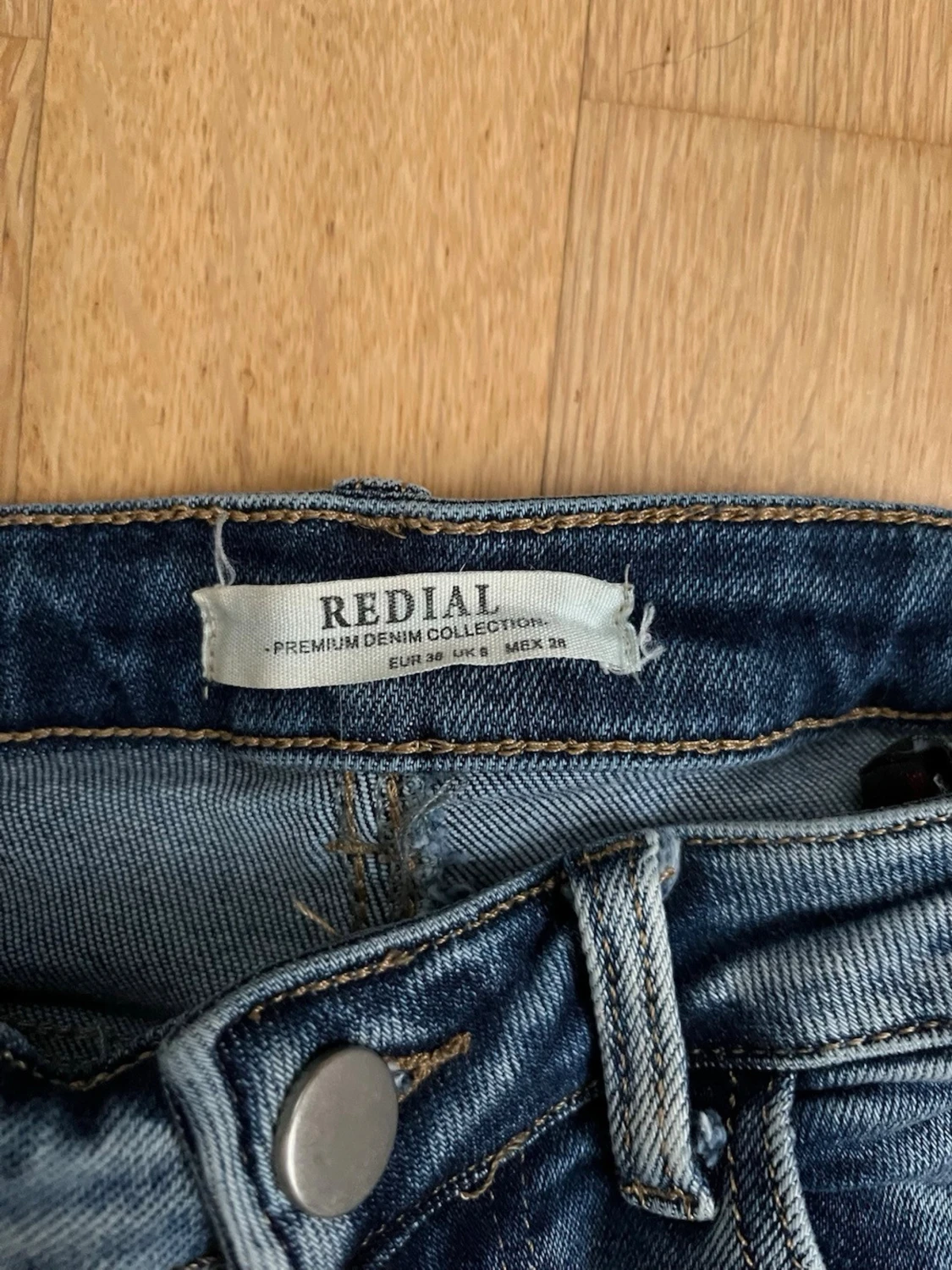 Blå high waist skinny jeans - 4
