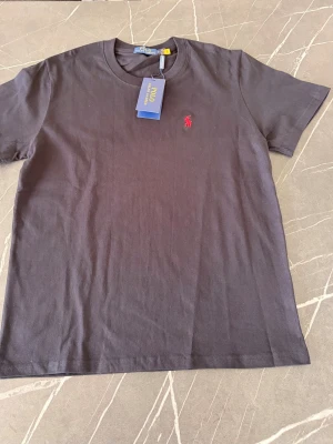 Svart t-shirt från Polo Ralph Lauren - Klassisk svart t-shirt från Polo Ralph Lauren med röd broderad logga på bröstet. T-shirten har rund halsringning och korta ärmar. Tillverkad i mjuk bomull för en skön känsla och enkel stil.