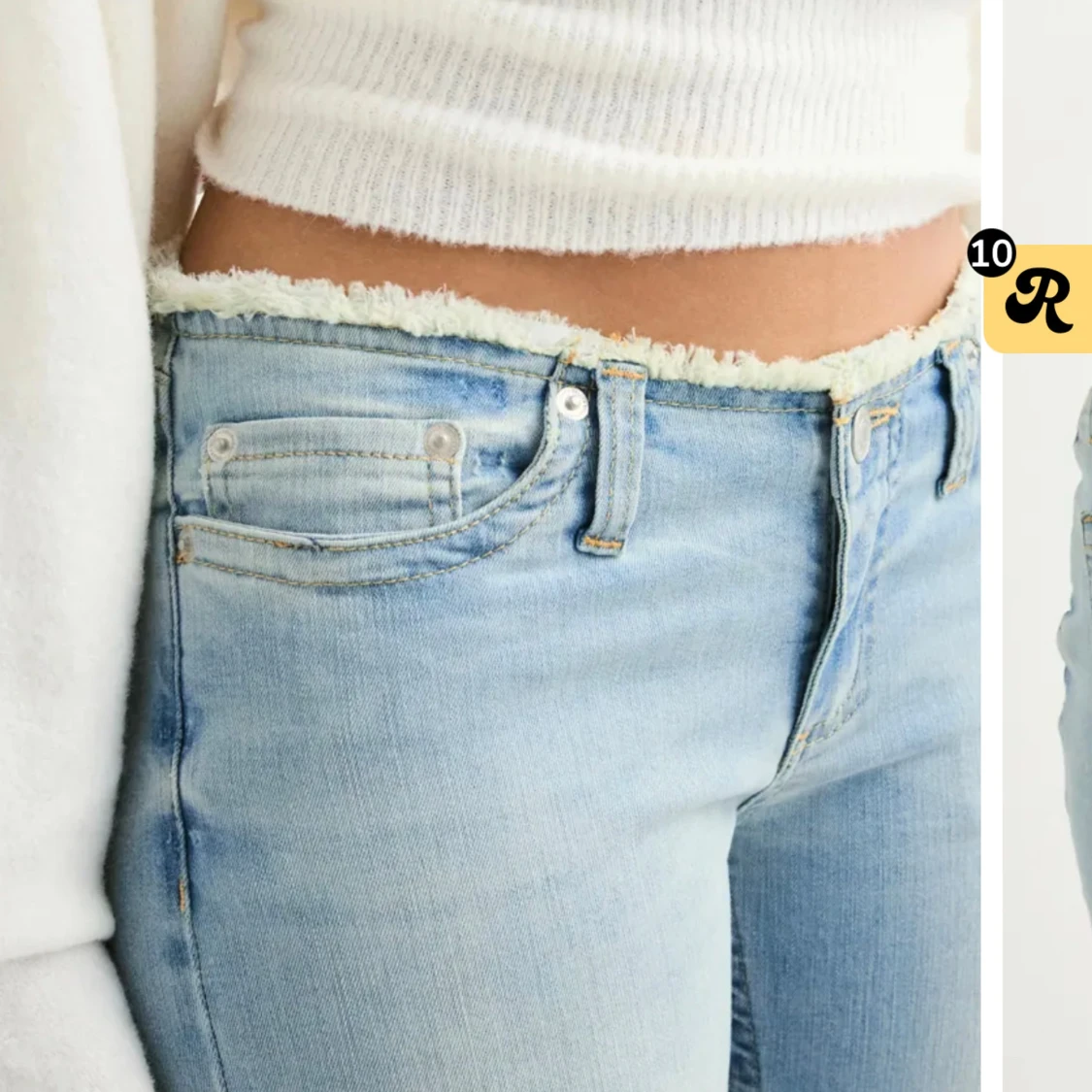 Ljusblå bootcut jeans med rå kant - 3