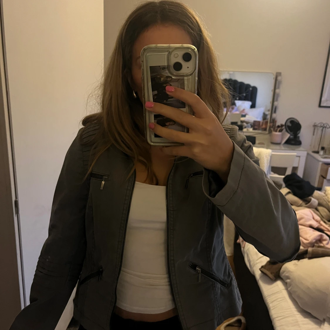 Grå  med dragkedjor - 1