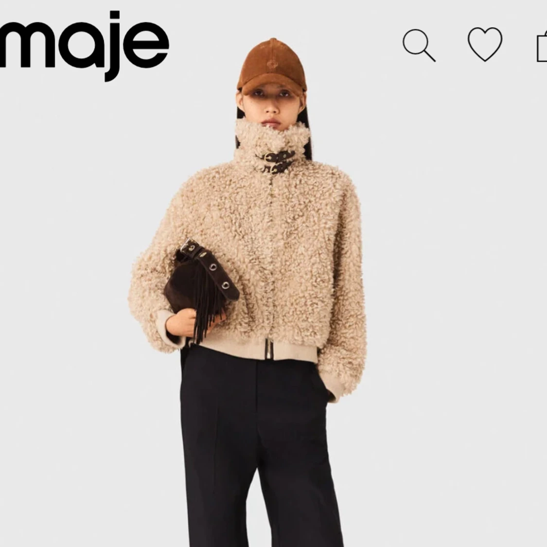 Beige teddyjacka från Maje