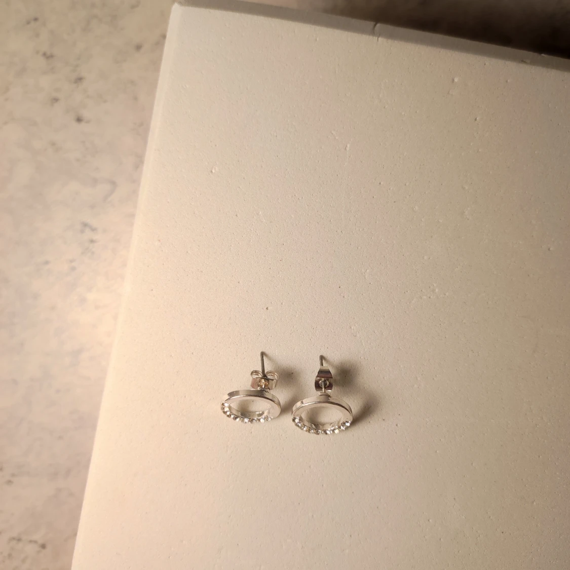 Silverörhängen med cirklar och stenar - 1