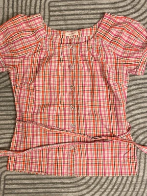 Rosa rutig blus - Söt blus i stl 34<3