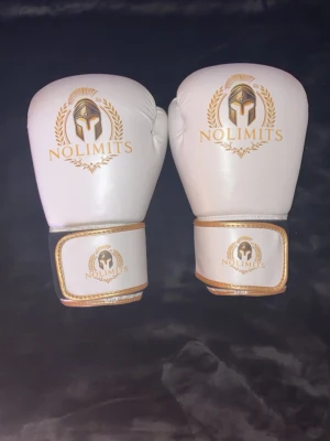 Vit boxningsväst från NoLimits - Snygg och stilren boxningshandskarfrån NoLimits i vit färg med gulddetaljer och logga framtill. Västen har en klassisk form och är tillverkad i syntetmaterial med justerbar snörning vid midjan. Perfekt för dig som vill sticka ut på träningen.