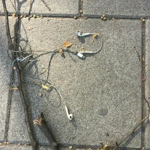 Vita Apple hörlurar med sladd - Säljer ett par klassiska vita Apple hörlurar med sladd och inbyggd mikrofon. Perfekt för dig som gillar retrostil och vill ha hörlurar som funkar till både musik och samtal. Sladden är tunn och flexibel, och hörlurarna har en enkel, stilren design.