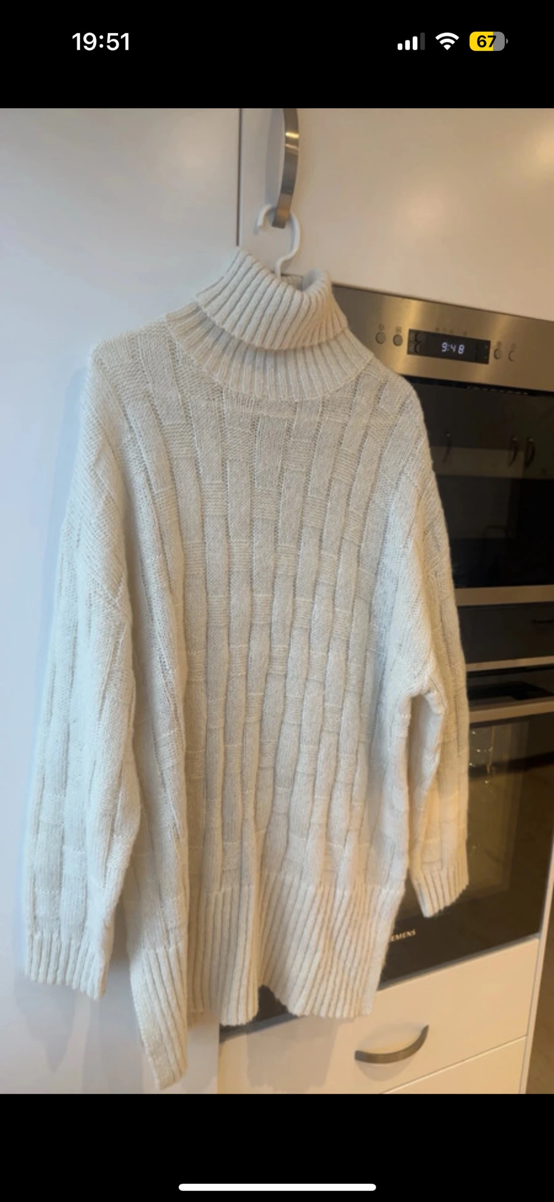 Beige ribbad polotröja stickad - 3