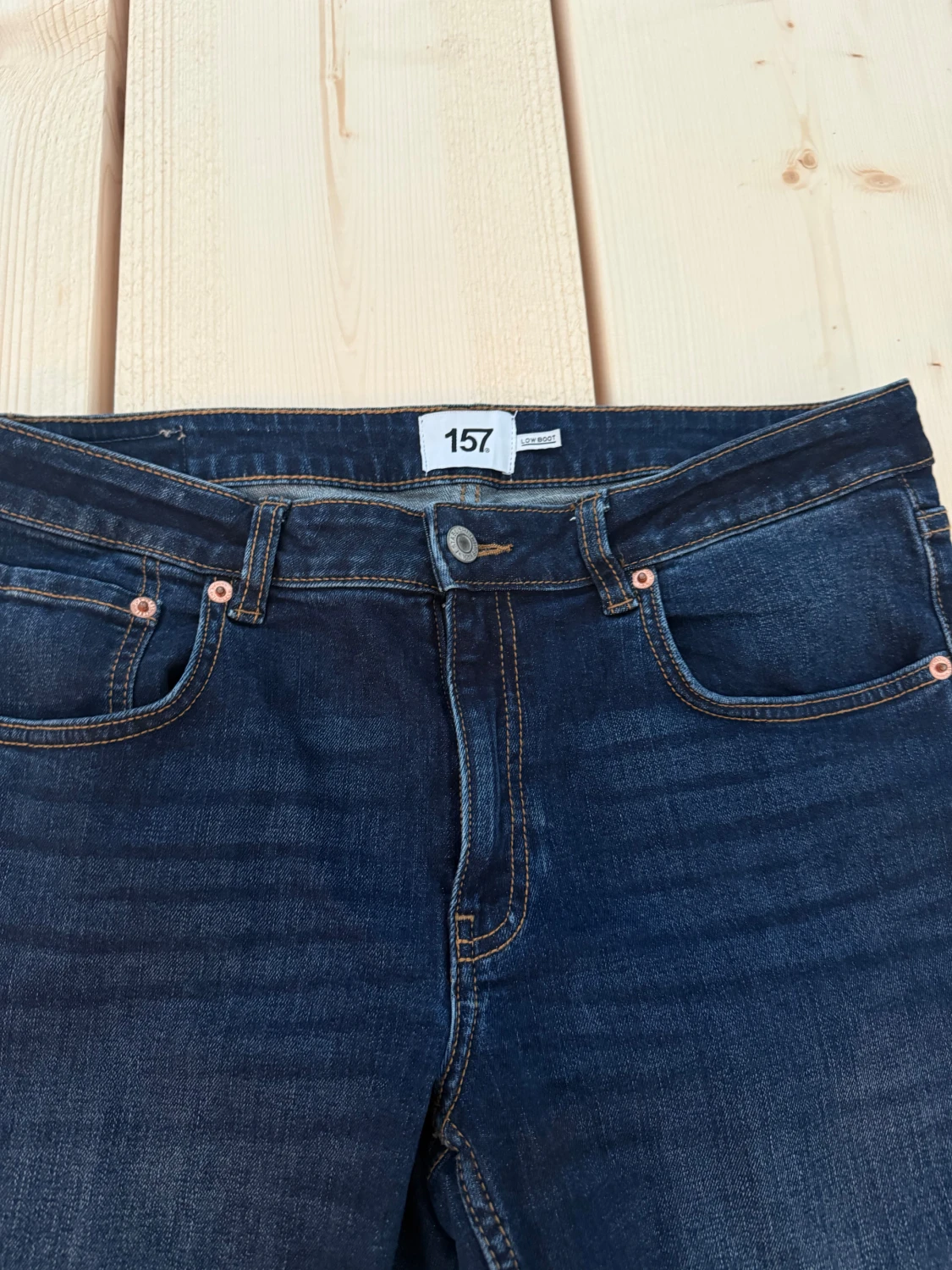 Mörkblå bootcut jeans från 157 - 1