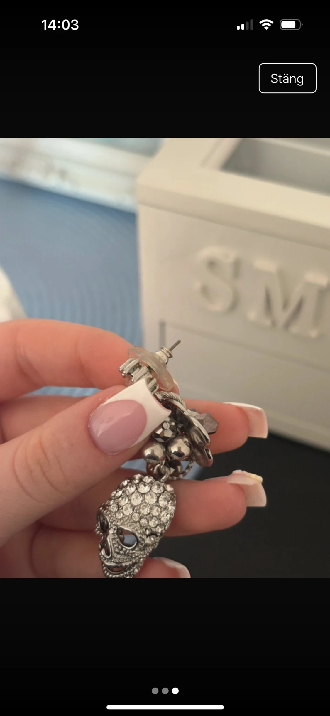 Glittriga döskalle-örhängen i silver - 2