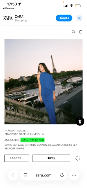 Klänning från Zara - Säljer denna helt nya klänningen från Zara. strl xs. Nypris 550kr säljer för 229kr