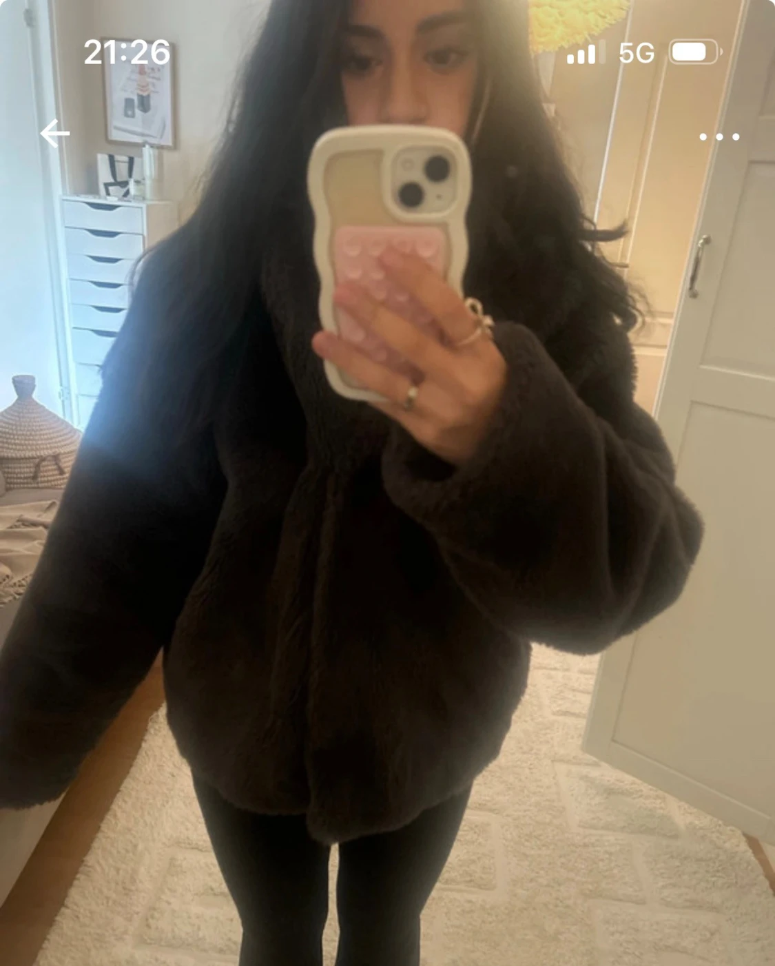 Grå  teddyjacka med huva - 1