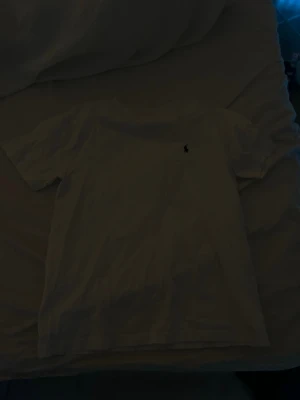 Vit t-shirt från Ralph Lauren - Säljer en klassisk vit t-shirt från Ralph Lauren med den ikoniska lilla loggan broderad på bröstet. T-shirten har korta ärmar och är gjord i mjuk bomull, perfekt för en clean och enkel stil. Passar dig som gillar tidlösa plagg med snygg detalj.