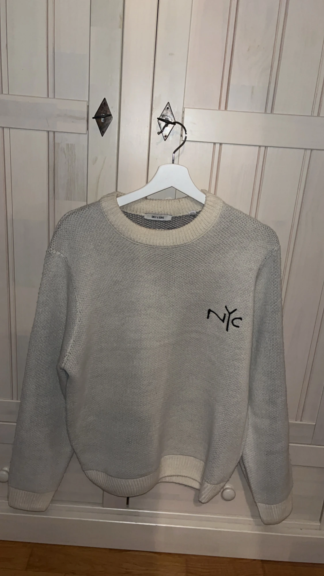 Only & Sons NYC vit/beige/grå stickad långärmad