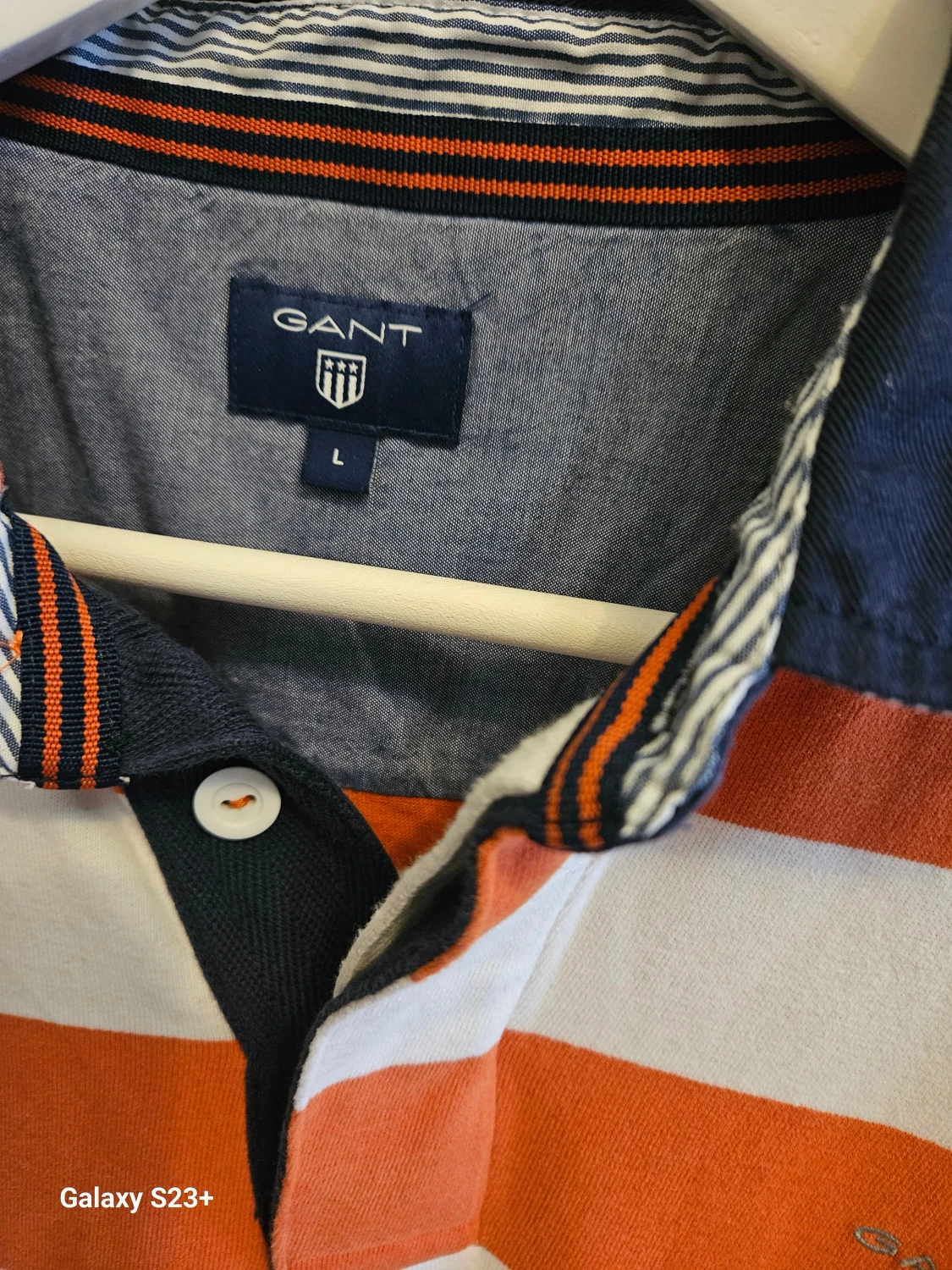 GANT orange/vit pikétröja, storlek L - 1