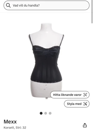 Svart korsett topp från Mexx  - Snygg svart korsett topp från Mexx med tunna axelband. Storlek: 32