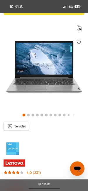 Lenovo laptop Intel Celeron - Lenovo laptop med Intel Celeron-processor, modern design och tunn ram. Perfekt för vardagsbruk, studier och surf. Tangentbord i fullstorlek och stor touchpad. Skärmen ger klara färger och bra bild. Inga synliga defekter eller slitage på bilderna. Nypris är 4499 och säljer nu den här för jag har en annan dator och använder aldrig den här. Kvitto fins såklart! 