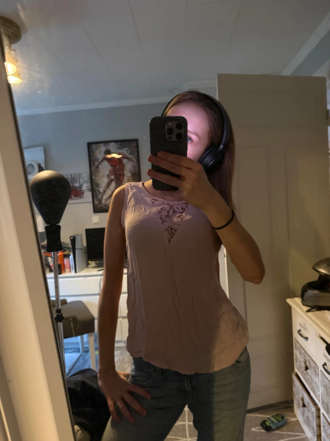 Ljusrosa blus med spets från ONLY