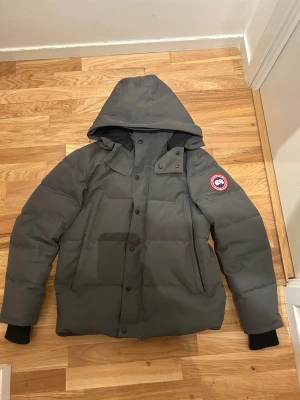 Grå wyndham från Canada Goose - Säljer jackan då jag köpt en ny och inte behöver den längre. Väska med päls tillkommer. Hängöglan inuti jackan har gått av, men annars är jackan i mycket bra skick.