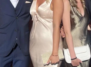 Champange färgad balklänning - Superfin balklänning, använd 1 gång