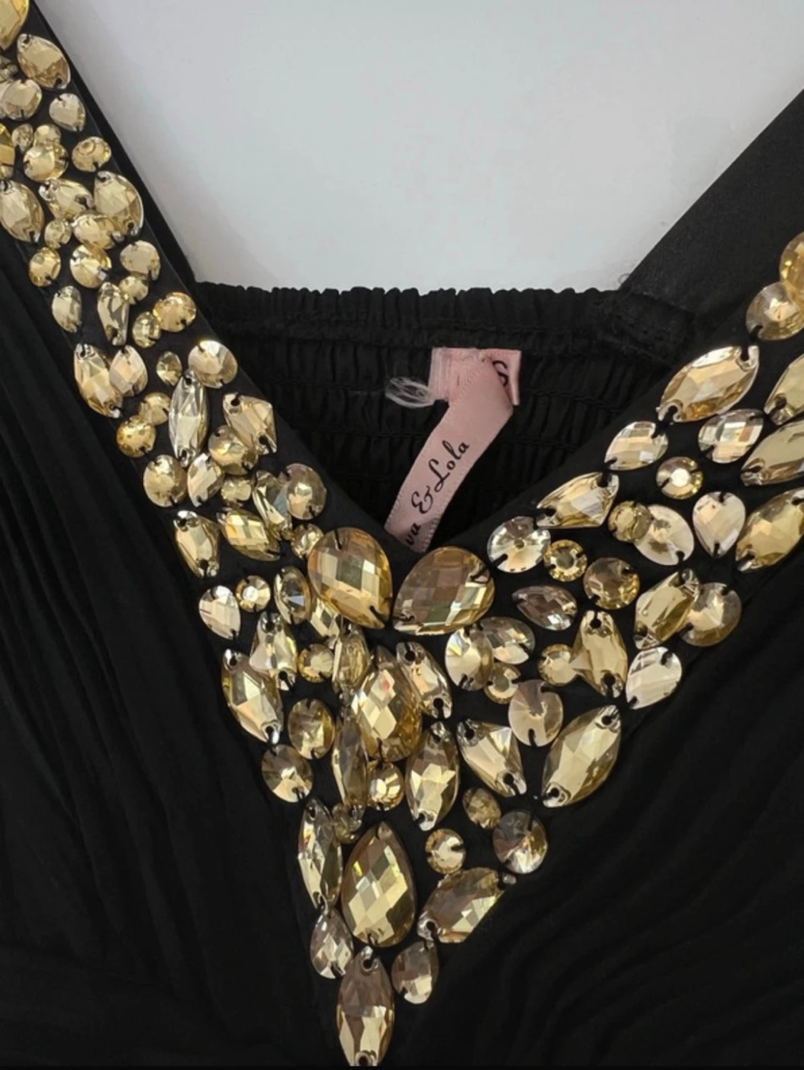 Svart långklänning med guldstenar - 4