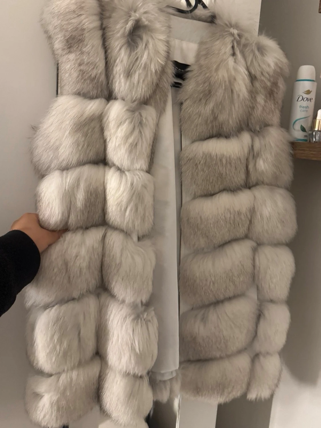 Ljusgrå fluffig pälsväst - 1