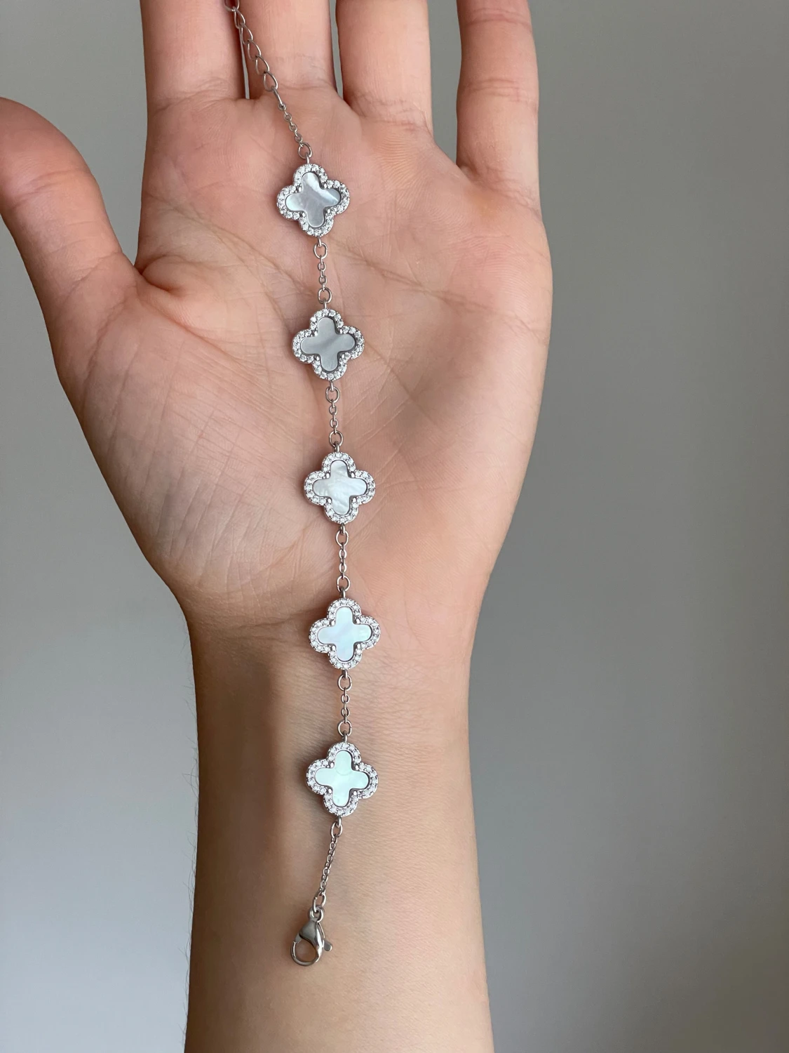 Silver glittrig klöver armband  - 2