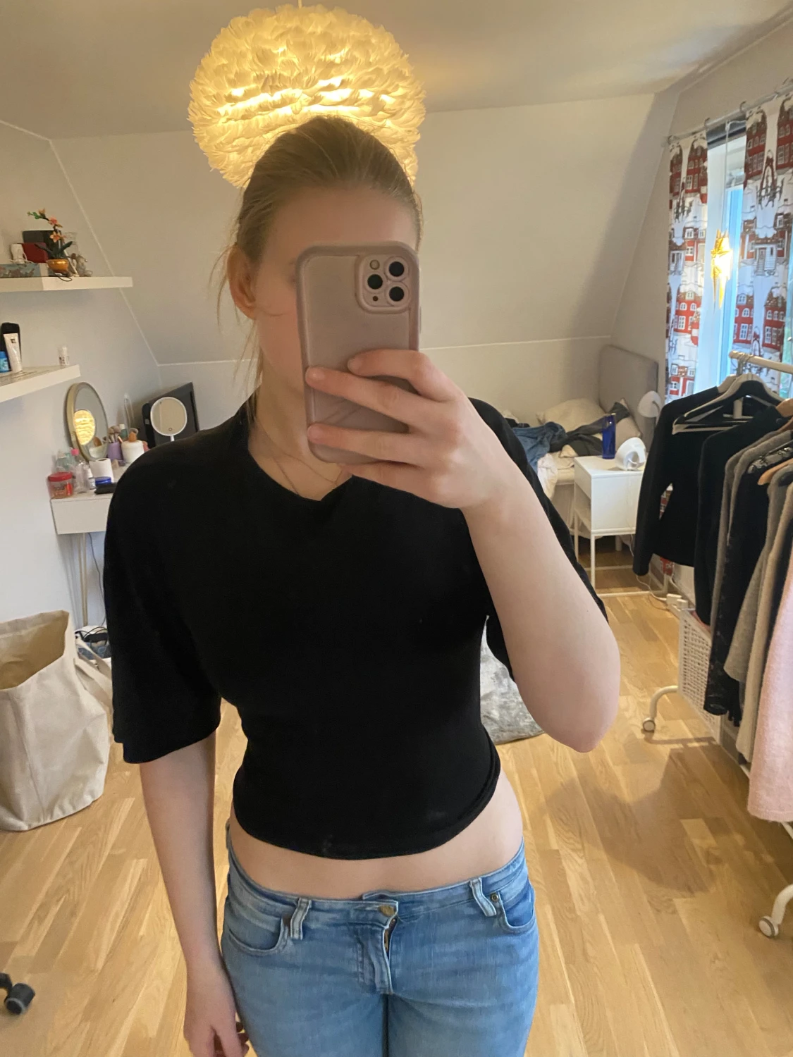 Svart croppad topp med knyt från Gina Tricot - 3