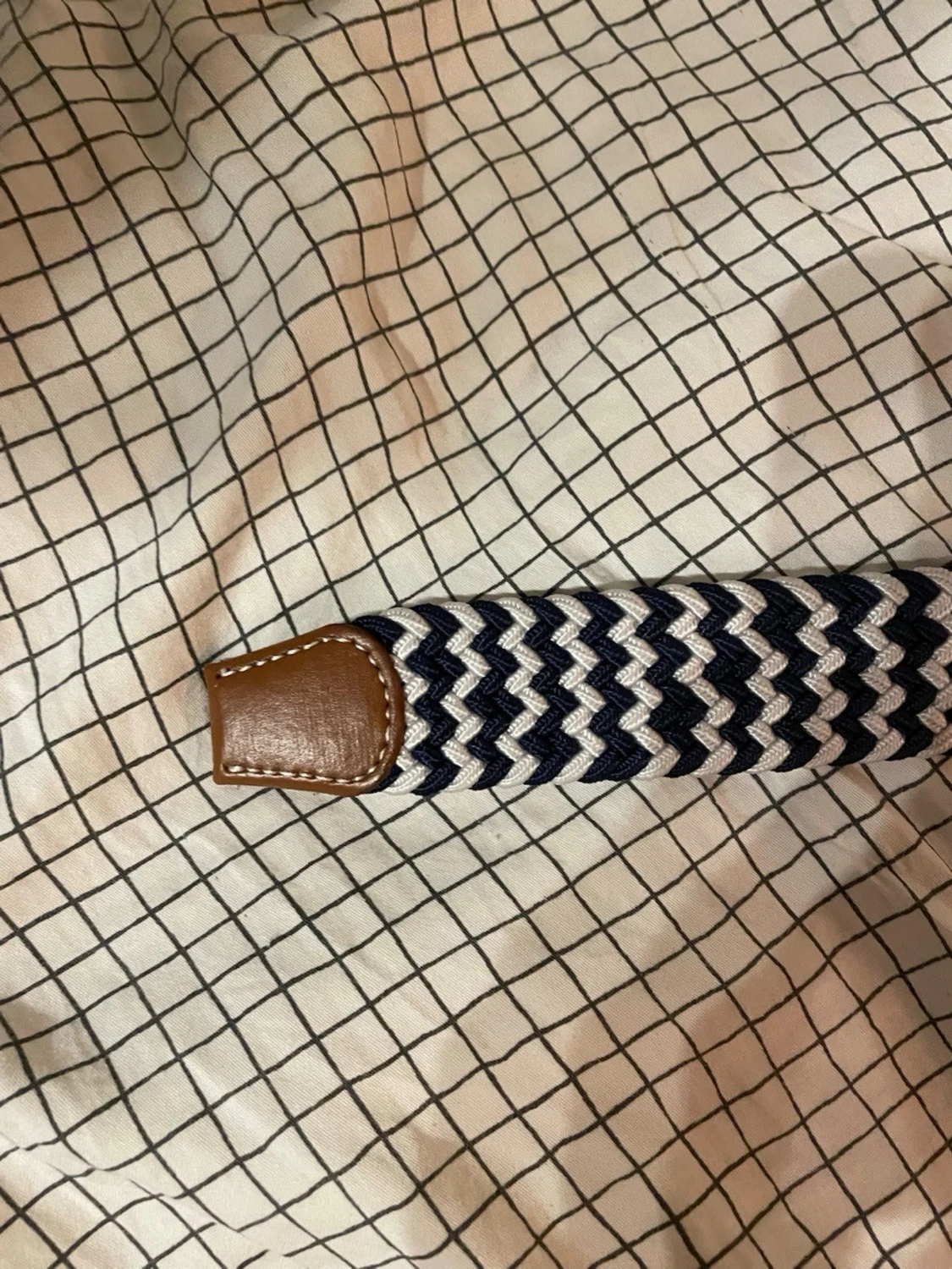 Mörkblå och vit flätad bälte - 2