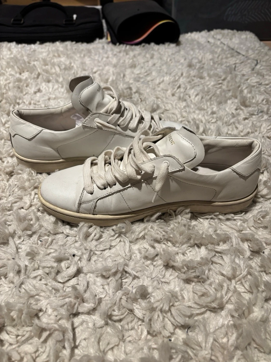 Vita Saint Laurent sneakers i skinn - 4