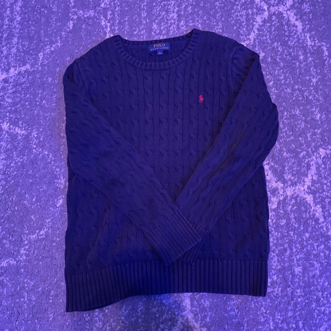 Mörkblå kabelstickad tröja Polo Ralph Lauren